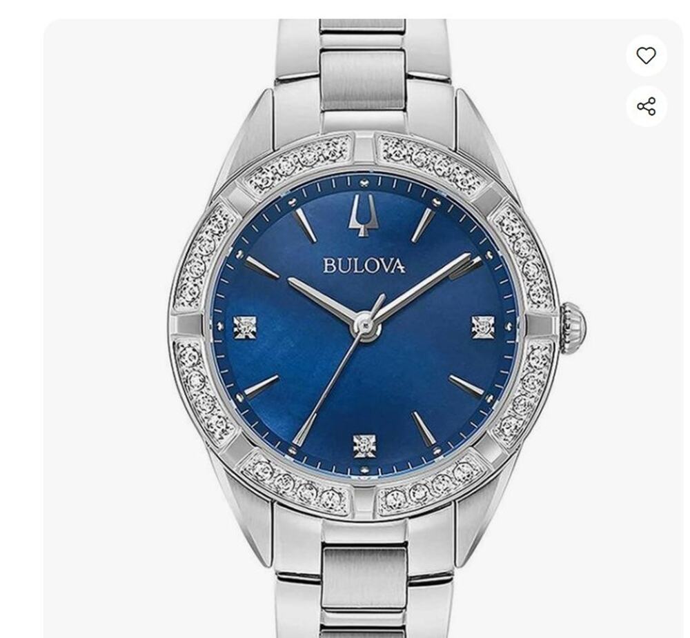 Bulova 96R243 (MSRP $595) Blue Dial Diamonds Stainless Ladies Watch